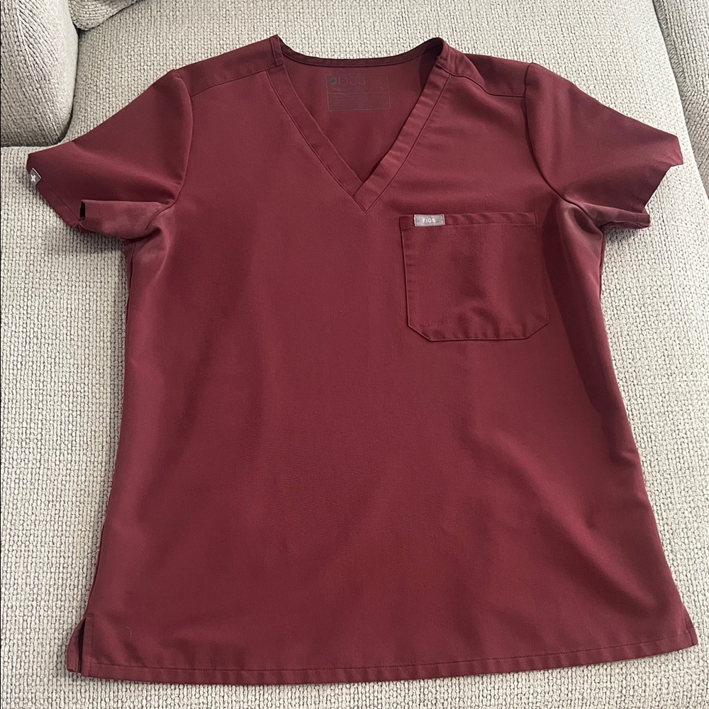 Figs Dark Cherry Scrub Top